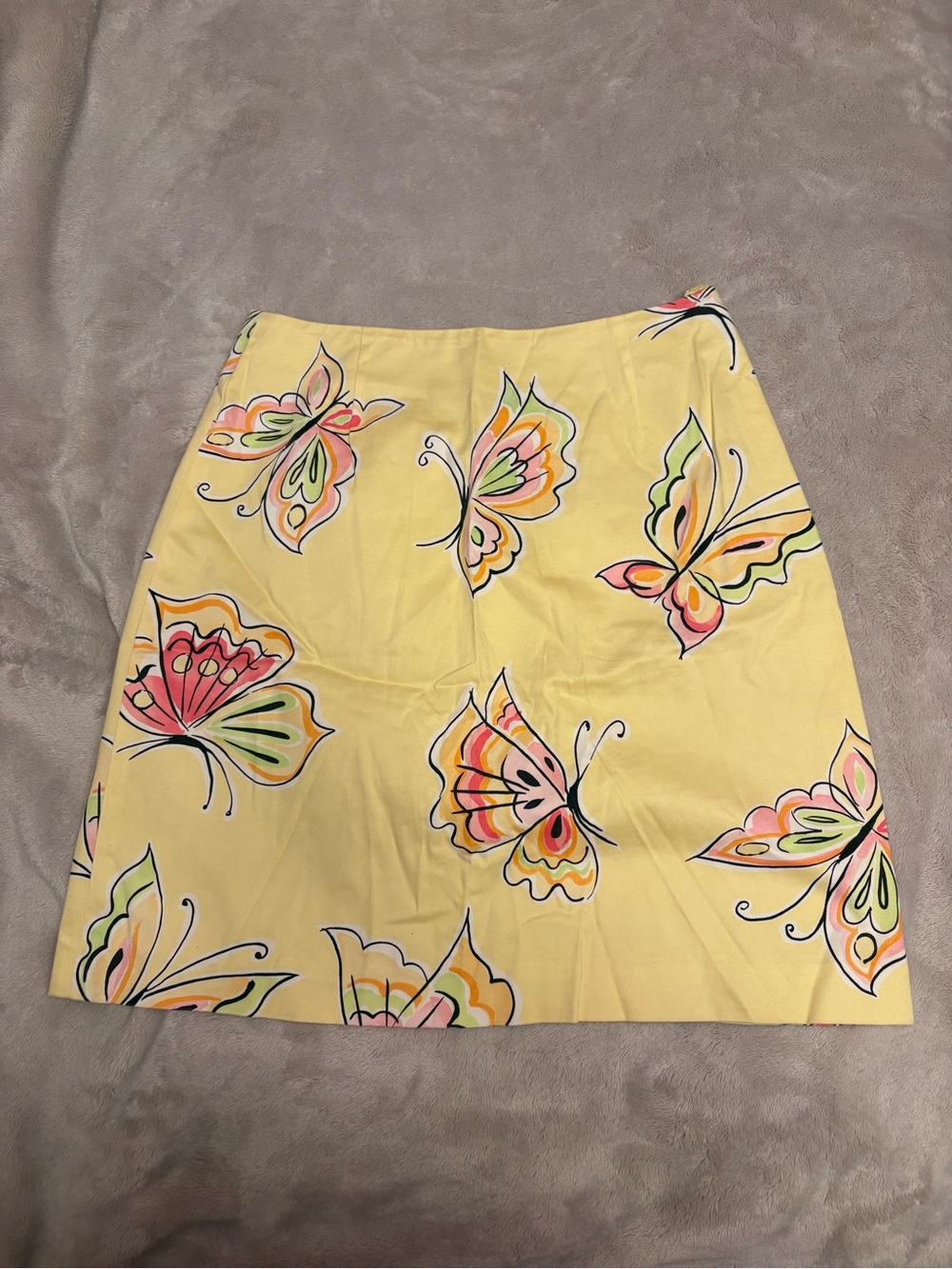 Talbots Yellow Butterfly-Print A-Line Skirt
